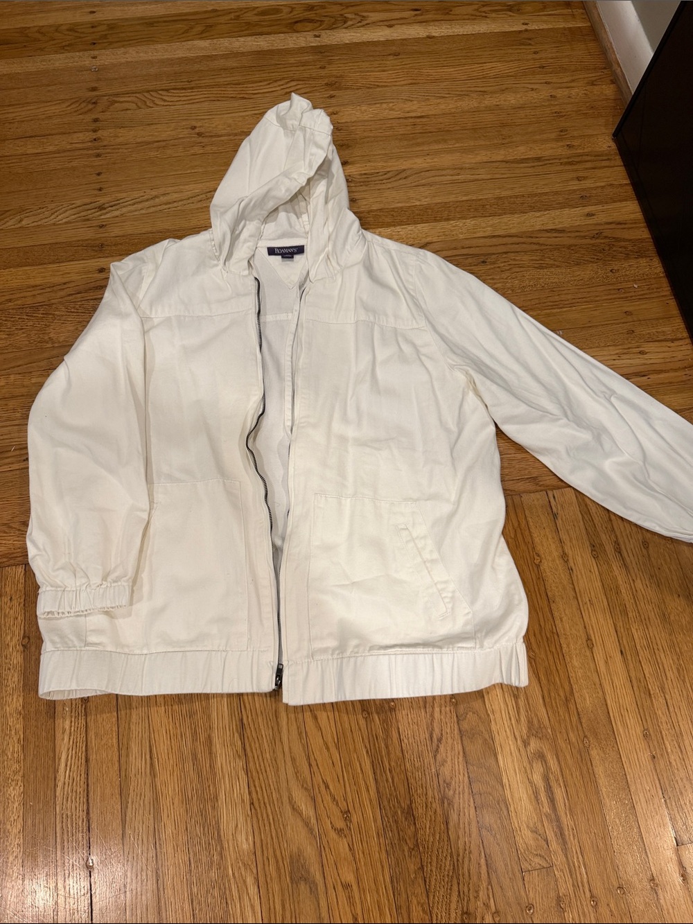 Roaman's White Hooded Bomber Jacket